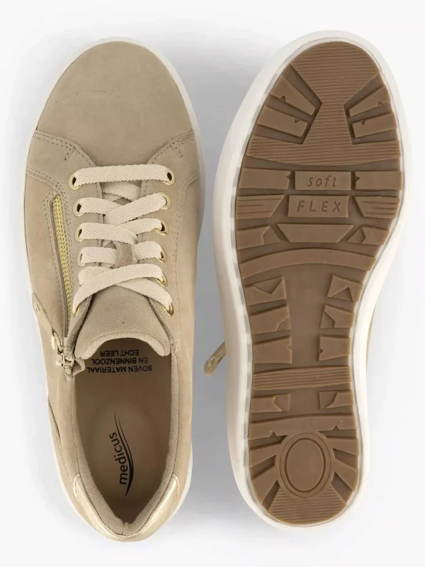 Dames Medicus Beige Leren Comfort Sneaker