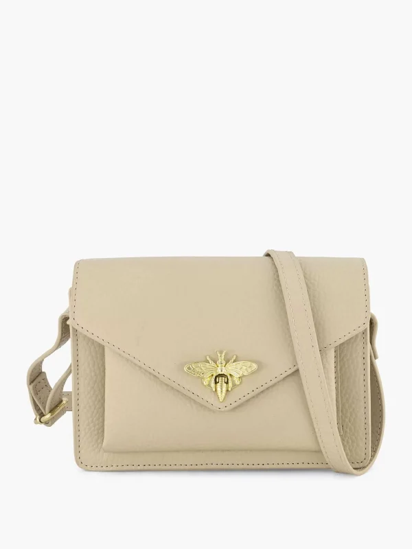 Dames 5th Avenue Beige Leren Schoudertas