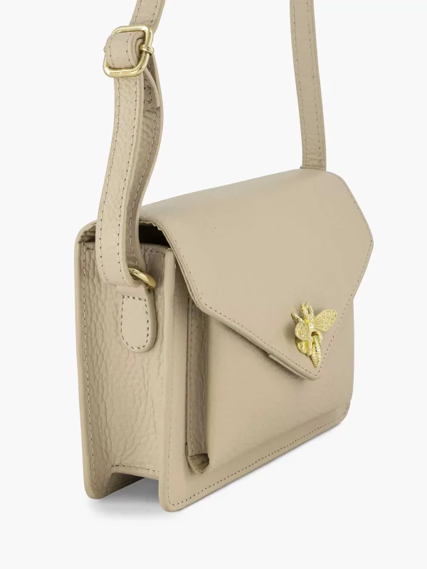 Dames 5th Avenue Beige Leren Schoudertas