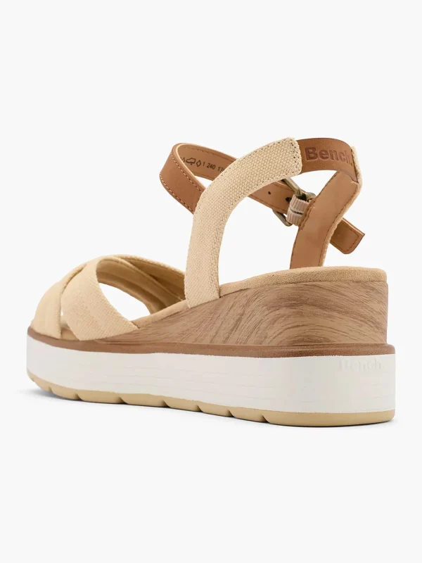 Dames Bench Beige Sandalette Sleehak