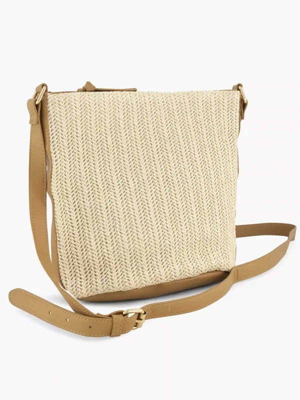 Dames Graceland Beige Schoudertas Gevlochten