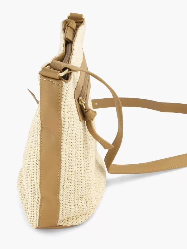 Dames Graceland Beige Schoudertas Gevlochten