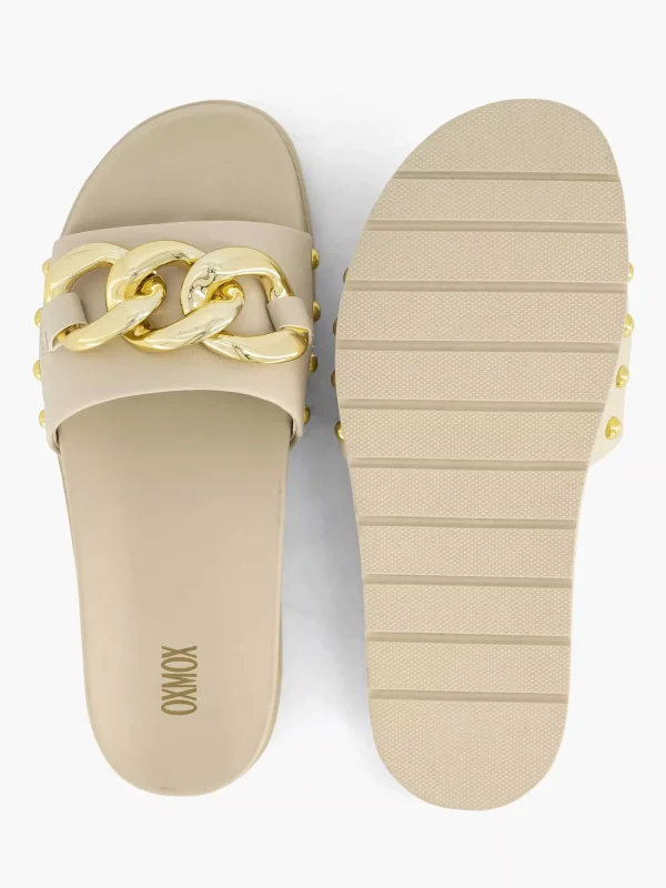 Dames Oxmox Beige Slipper Sierketting