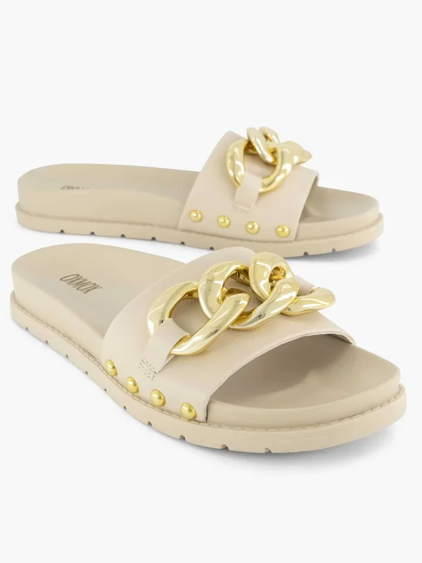 Dames Oxmox Beige Slipper Sierketting
