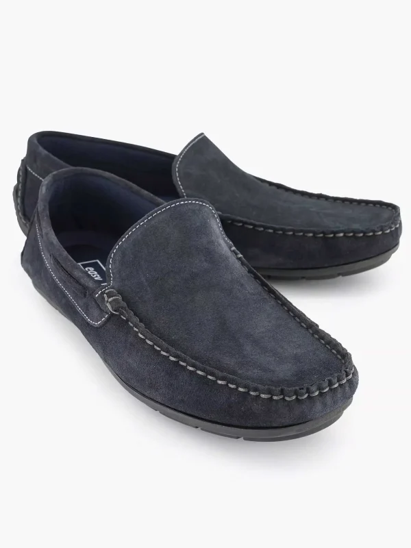 Heren Easy Street Blauwe Suede Comfort Instapper