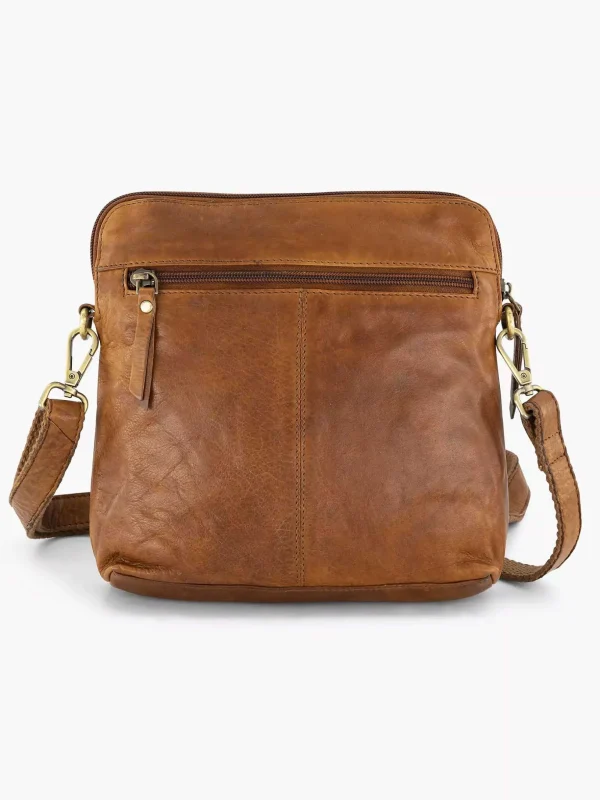 Dames 5th Avenue Cognac Leren Schoudertas