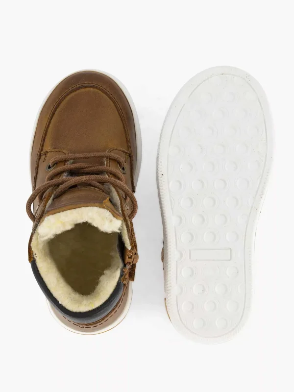 Kinderen Vty Cognac Leren Sneaker