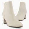 Dames 5th Avenue Creme Leren Enkellaars