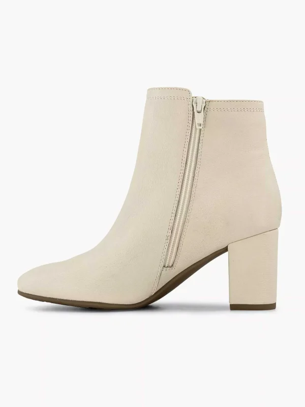 Dames 5th Avenue Creme Leren Enkellaars