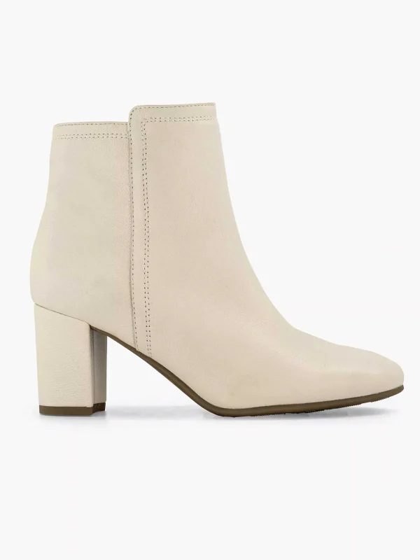 Dames 5th Avenue Creme Leren Enkellaars