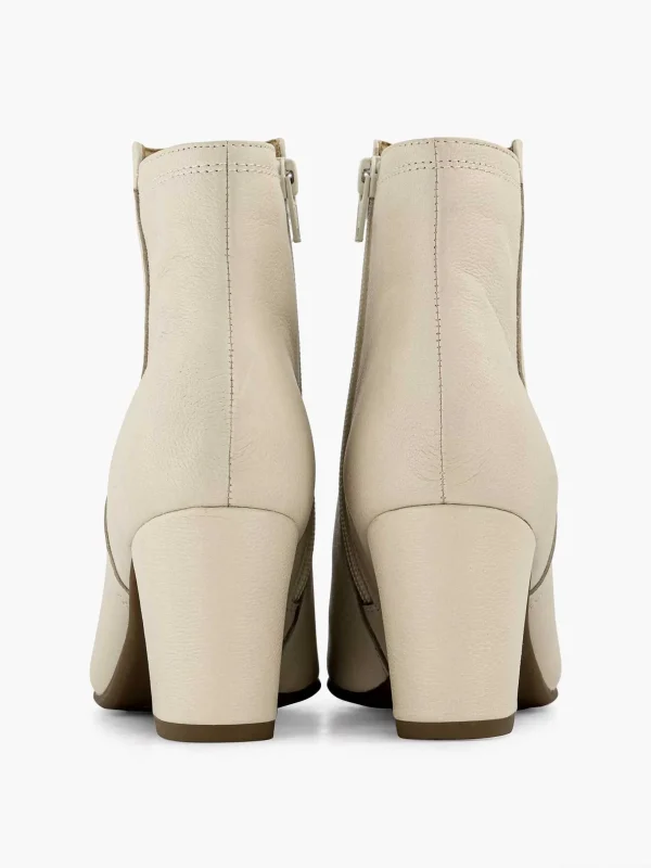 Dames 5th Avenue Creme Leren Enkellaars