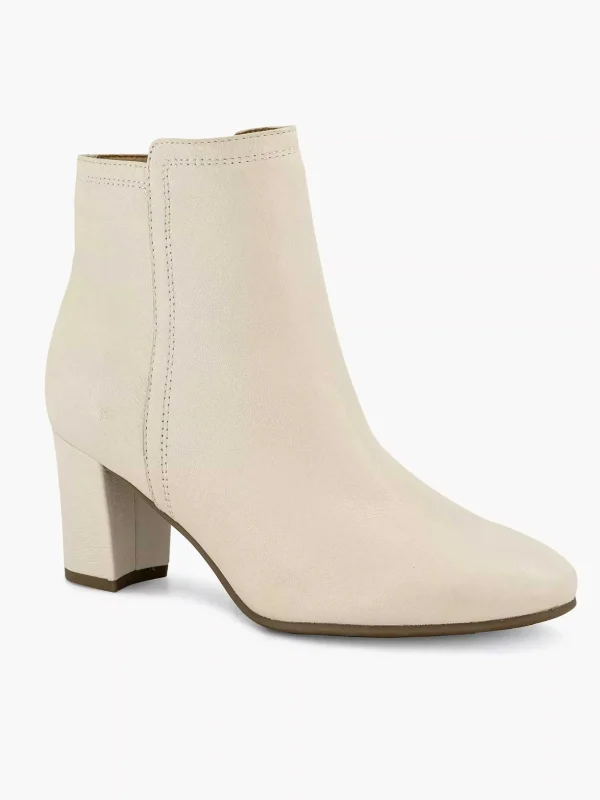 Dames 5th Avenue Creme Leren Enkellaars