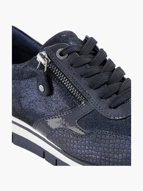 Dames Medicus Donkerblauwe Comfort Sneaker Croco