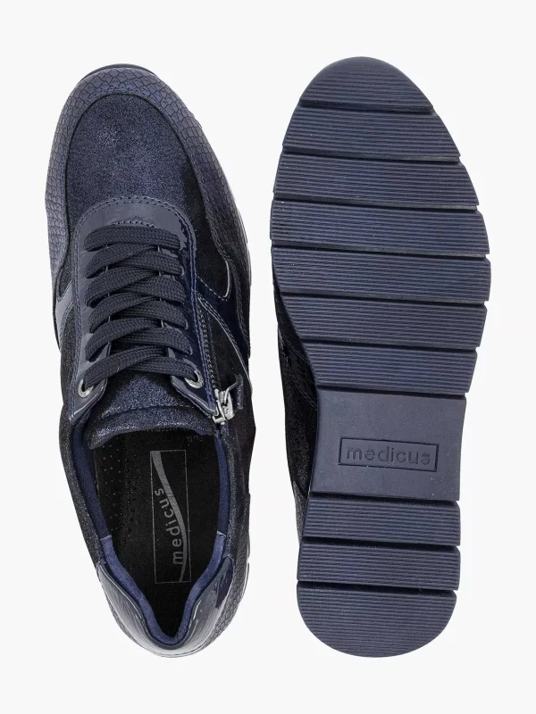 Dames Medicus Donkerblauwe Comfort Sneaker Croco
