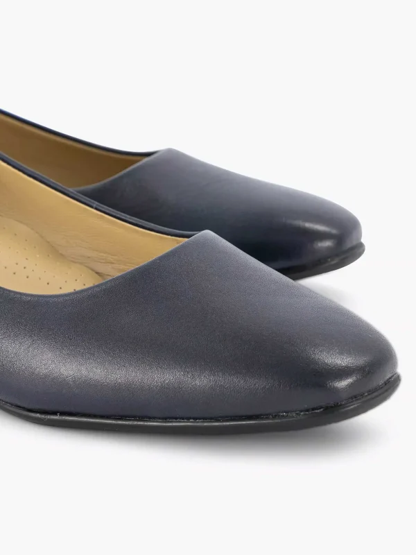 Dames Medicus Donkerblauwe Leren Comfort Pump
