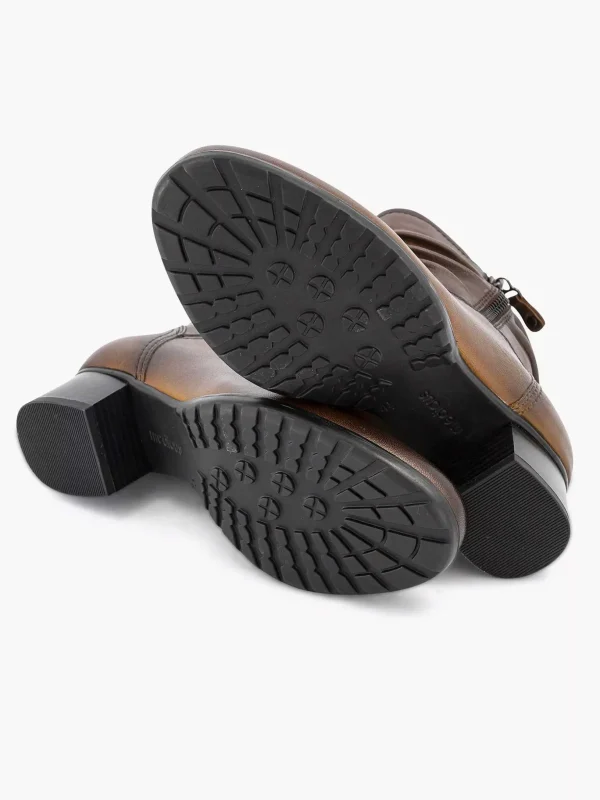 Dames Medicus Donkerbruine Leren Comfort Enkellaars Hak