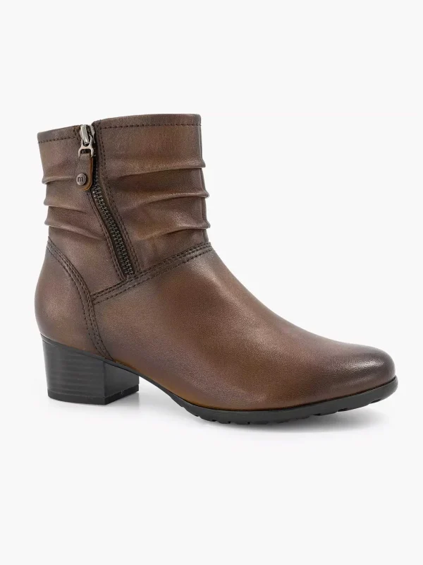 Dames Medicus Donkerbruine Leren Comfort Enkellaars Hak