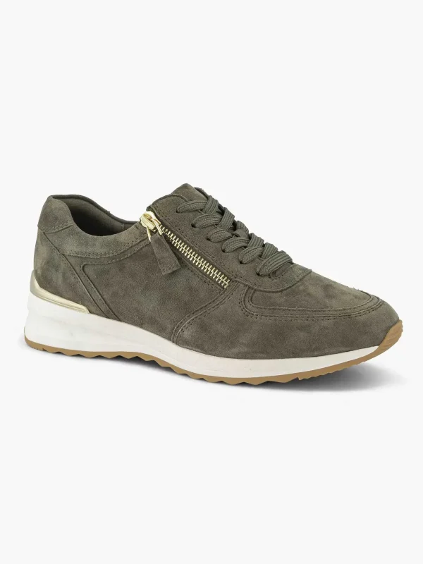 Dames Medicus Donkergroene Leren Comfort Sneaker