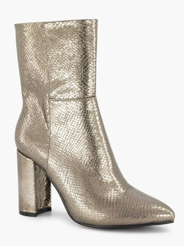 Dames Oxmox Gouden Enkellaars Slangenprint