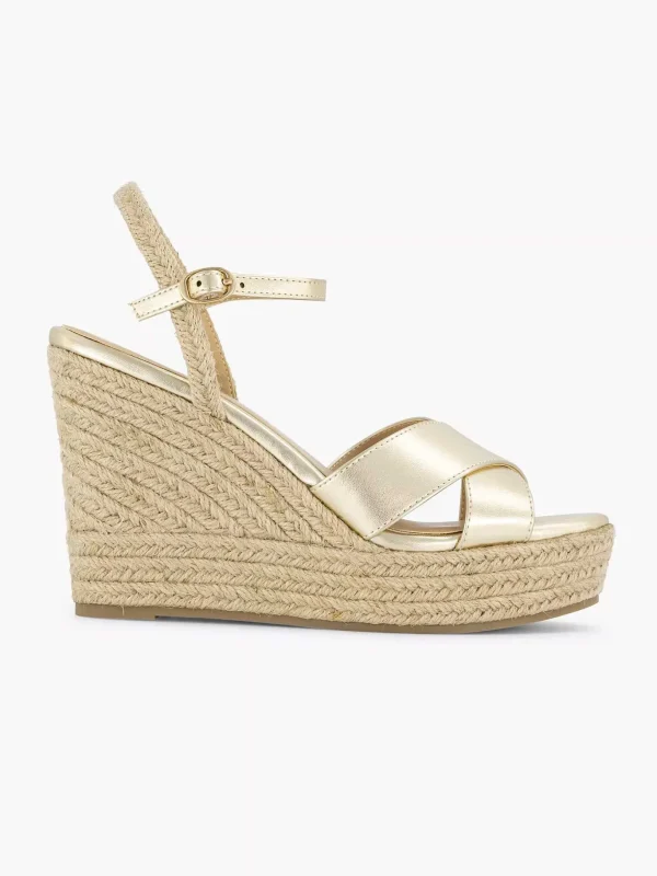 Dames Graceland Gouden Espadrille Sleehak
