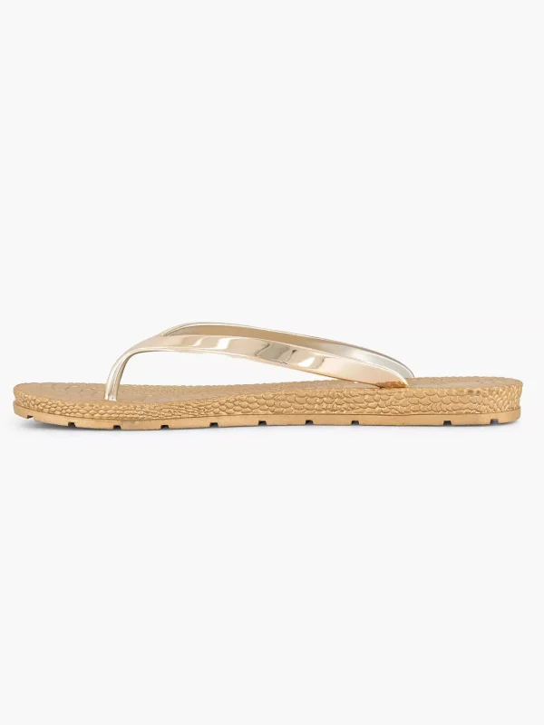 Dames Blue Fin Gouden Teenslipper