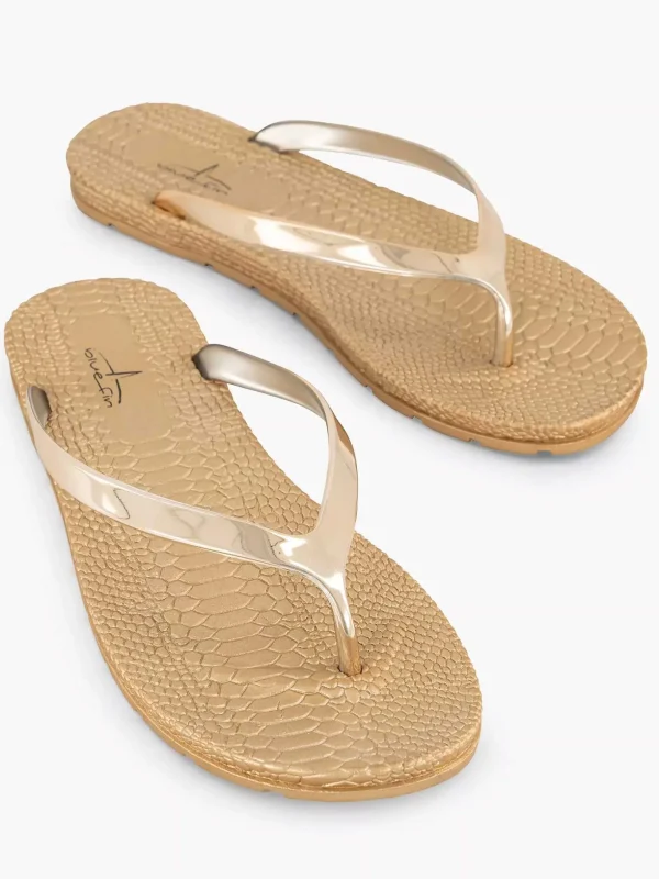 Dames Blue Fin Gouden Teenslipper