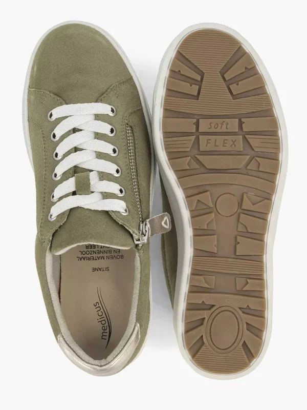 Dames Medicus Groene Leren Comfort Sneaker
