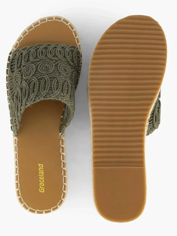 Dames Graceland Khaki Platform Slipper