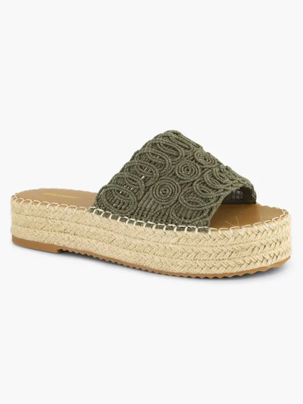 Dames Graceland Khaki Platform Slipper