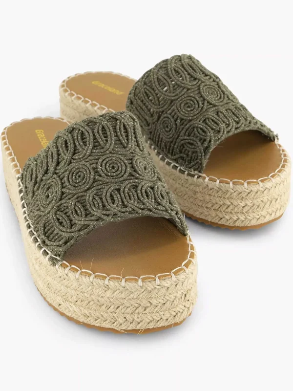 Dames Graceland Khaki Platform Slipper