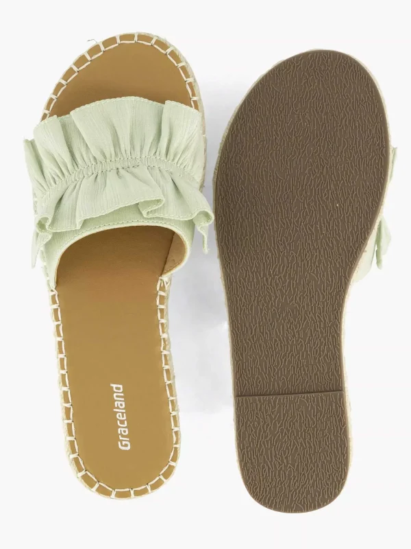 Dames Graceland Lichtgroene Slipper Roesjes