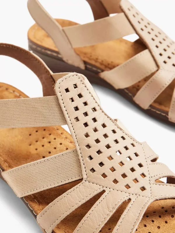 Dames Easy Street Taupe Leren Sandaal