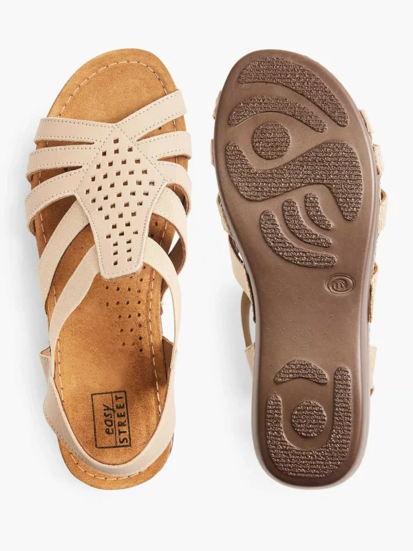 Dames Easy Street Taupe Leren Sandaal