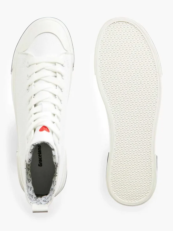 Dames Graceland Witte Hoge Canvas Sneaker Hartje