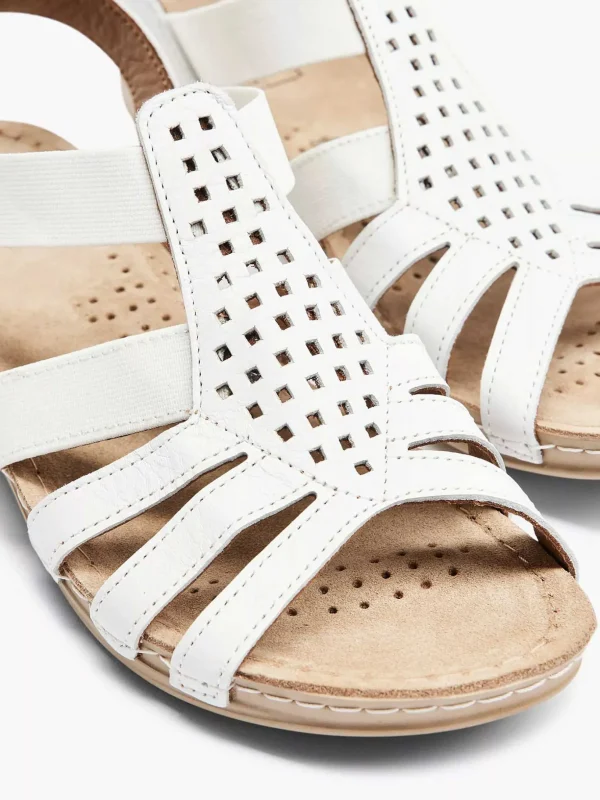 Dames Easy Street Witte Leren Sandaal