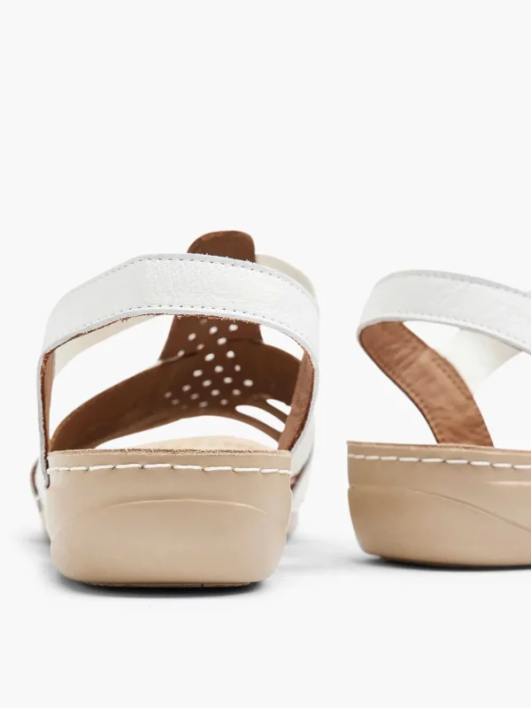 Dames Easy Street Witte Leren Sandaal
