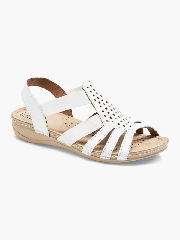 Dames Easy Street Witte Leren Sandaal