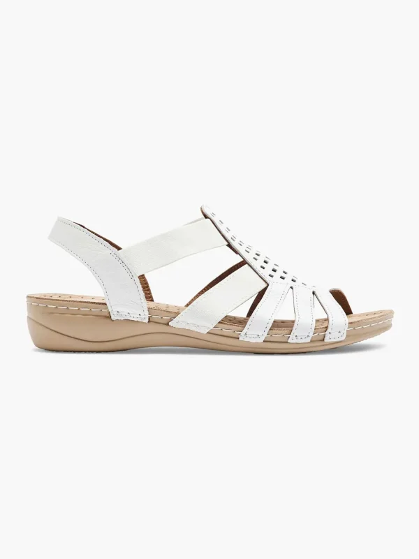 Dames Easy Street Witte Leren Sandaal