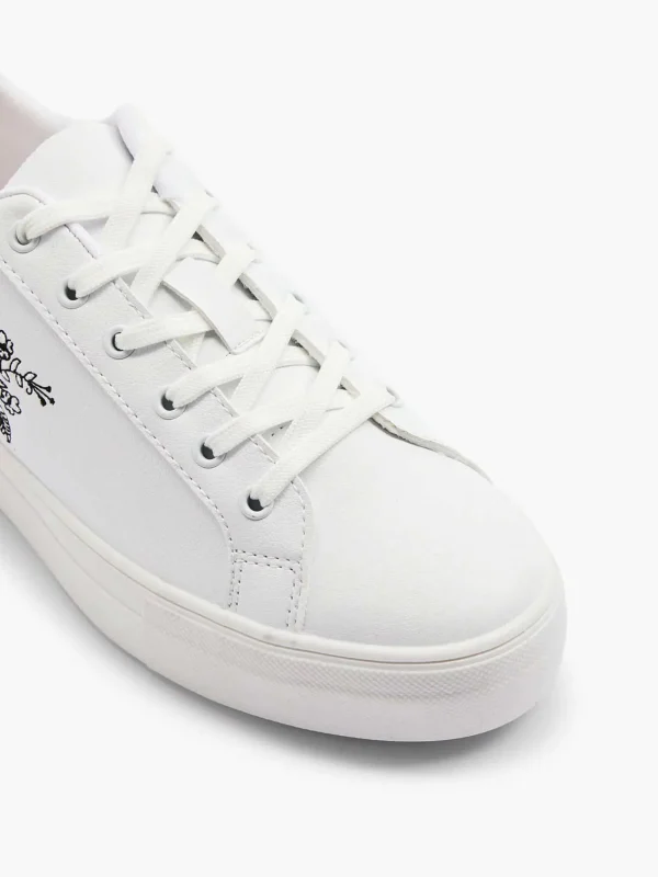 Dames Graceland Witte Sneaker Roze Bloemen