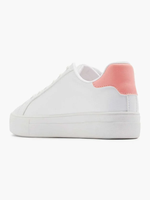 Dames Graceland Witte Sneaker Roze Bloemen