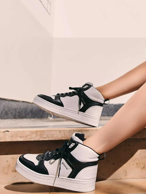 Dames Oxmox Zwart Witte Hoge Sneaker