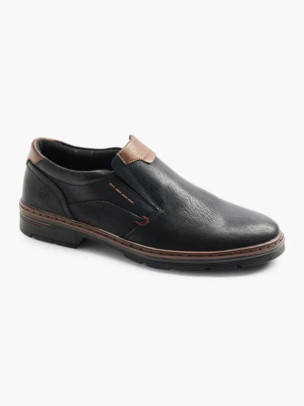 Heren Easy Street Zwarte Comfort Instapper Elastisch