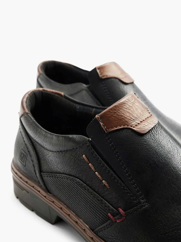 Heren Easy Street Zwarte Comfort Instapper Elastisch