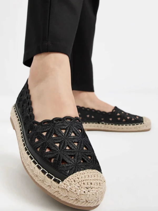 Dames Graceland Zwarte Espadrille Kant