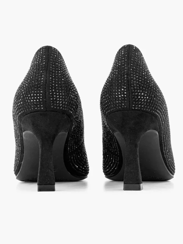 Dames Graceland Zwarte Glitter Pump Gesp