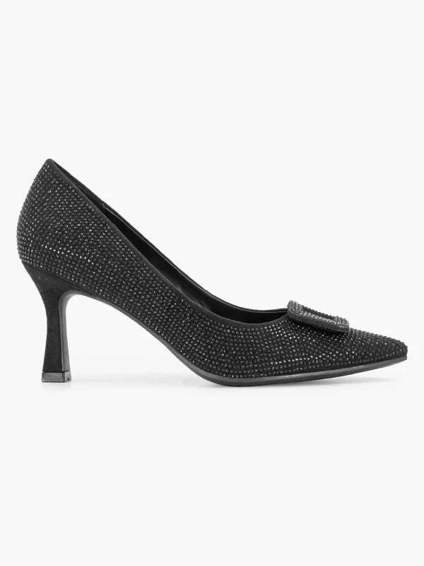Dames Graceland Zwarte Glitter Pump Gesp