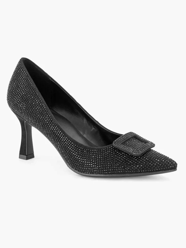 Dames Graceland Zwarte Glitter Pump Gesp