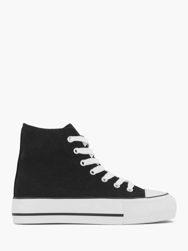 Dames Graceland Zwarte Hoge Canvas Sneaker