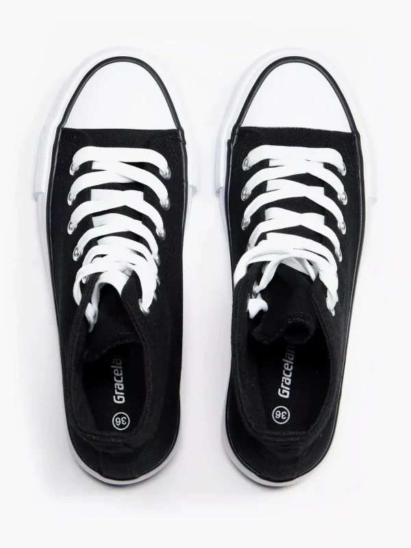 Dames Graceland Zwarte Hoge Canvas Sneaker
