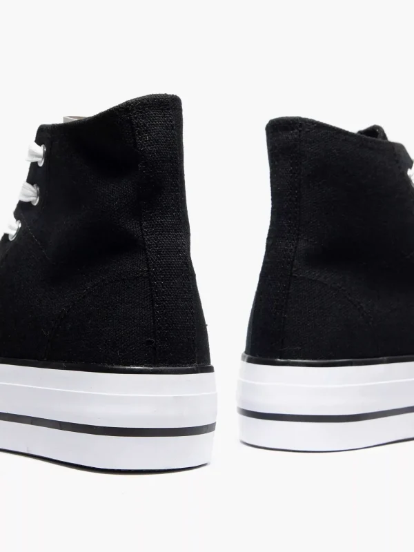 Dames Graceland Zwarte Hoge Canvas Sneaker